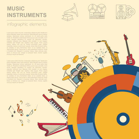 Musical instruments graphic template. All types of musical instruments infographic. Vector illustrationのイラスト素材