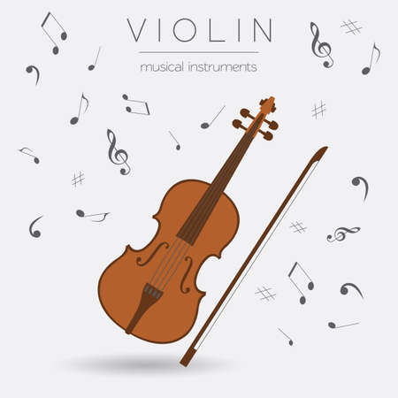 Musical instruments graphic template. Violin. Vector illustrationのイラスト素材