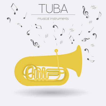 Musical instruments graphic template. Tuba. Vector illustrationのイラスト素材