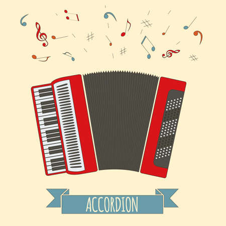 Musical instruments graphic template. Accordion. Vector illustrationのイラスト素材