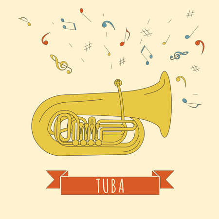 Musical instruments graphic template. Tuba. Vector illustrationのイラスト素材