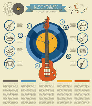 Musical instruments graphic template. All types of musical instruments infographic. Vector illustrationのイラスト素材