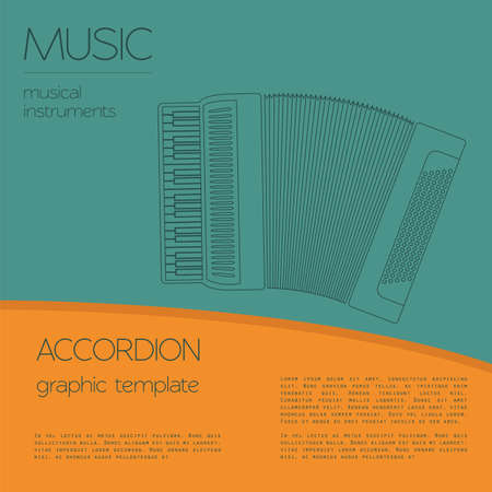 Musical instruments graphic template. Accordion. Vector illustrationのイラスト素材