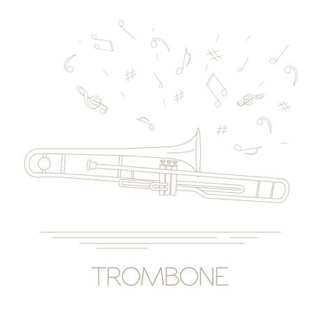 Musical instruments graphic template. Trombone. Vector illustrationのイラスト素材