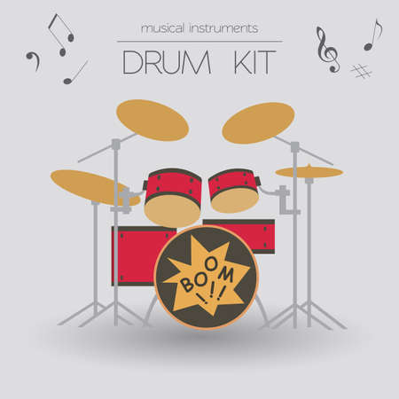 Musical instruments graphic template. Drumkit. Vector illustrationのイラスト素材
