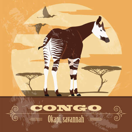 Democratic republic of Congo  landmarks. Retro styled image. Vector illustrationのイラスト素材
