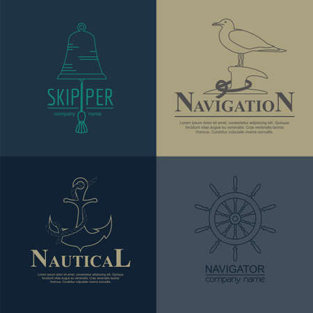 Set of sailing boat and nautical logos. Vector logo templates and badgesのイラスト素材