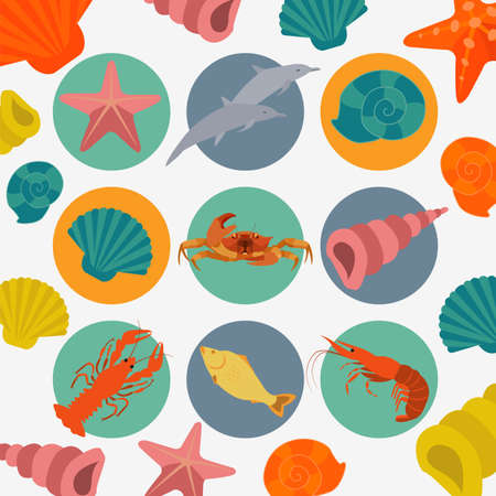 Sea animals icon. Vector illustrationのイラスト素材