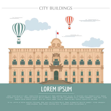 City buildings graphic template. Grand Master Palace. Vector illustrationのイラスト素材