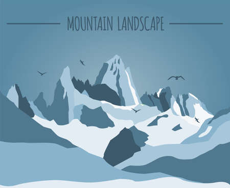 Mountain landscape graphic template. Vector illustrationのイラスト素材