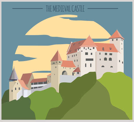 City buildings graphic template. Liechtenstein. Vector illustrationのイラスト素材