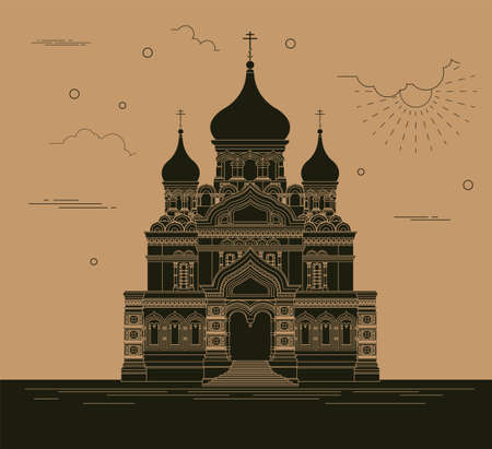 City buildings graphic template. Estonia. Vector illustrationのイラスト素材