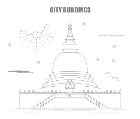 City buildings graphic template. Sri Lanka. Buddha`s temple. Vector illustrationのイラスト素材