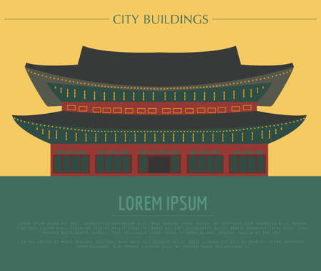 City buildings graphic template. South Korea. Shining Happiness Palace. Vector illustrationのイラスト素材