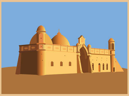 City buildings graphic template. Kazakhstan. Vector illustrationのイラスト素材