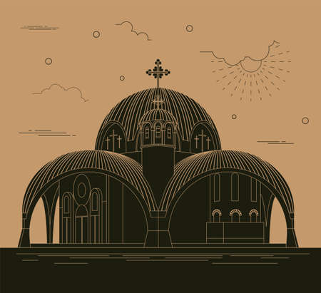 City buildings graphic template. Macedonia. Vector illustrationのイラスト素材