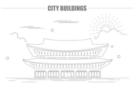 City buildings graphic template. South Korea. Shining Happiness Palace. Vector illustrationのイラスト素材