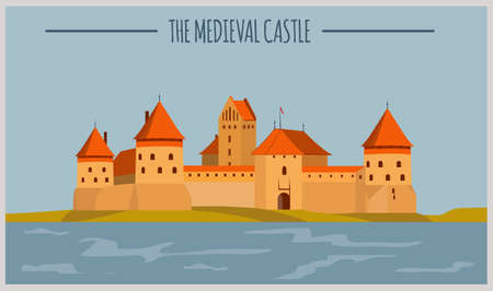 City buildings graphic template. Lithuania. Vector illustrationのイラスト素材