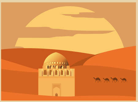 City buildings graphic template. Turkmenistan. Vector illustrationのイラスト素材