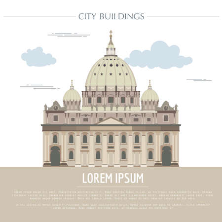 City buildings graphic template. Saint Pyotr Cathedral. Vector illustrationのイラスト素材