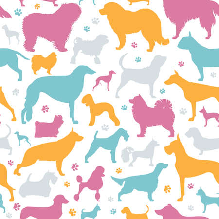 Dog seamless pattern. Heatlh care, vet, nutrition, exhibition. Vector illustrationのイラスト素材