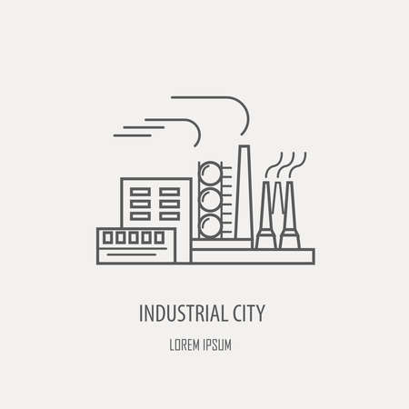 Industrial factory template. Linear badge design. Vector illustrationのイラスト素材