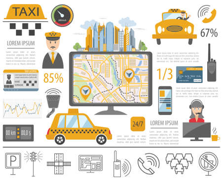 Taxi infographic template. Flat design. Vector illustrationのイラスト素材