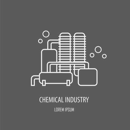 Industrial factory template. Linear badge design. Vector illustrationのイラスト素材