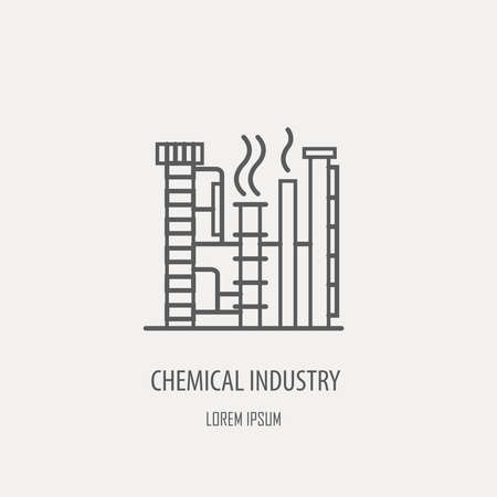 Industrial factory template. Linear badge design. Vector illustrationのイラスト素材
