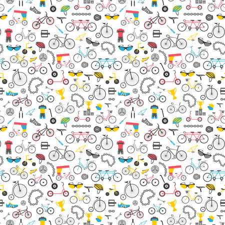 Bicycle pattern. Colour flat design. Vector illustrationのイラスト素材