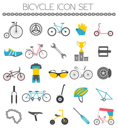 Bicycle icon set. Bike types. Vector illustration flat designのイラスト素材