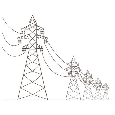 High voltage electric line pylon. Icon set suitable for creating infographics. web site content etc. Vector illustrationのイラスト素材