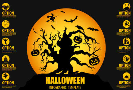 Halloween infographic template. Flat icons. Vector illustrationのイラスト素材