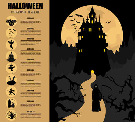 Halloween infographic template. Flat icons. Vector illustrationのイラスト素材