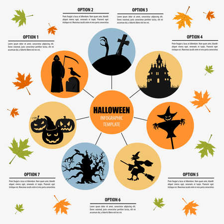 Halloween infographic template. Flat icons. Vector illustrationのイラスト素材