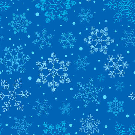 Snowflake seamless pattern. Vintage outline version. Vector illustrationのイラスト素材