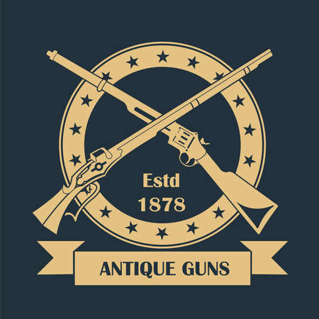 Firearm template. Guns, rifles badge. Flat design. Vector illustrationのイラスト素材