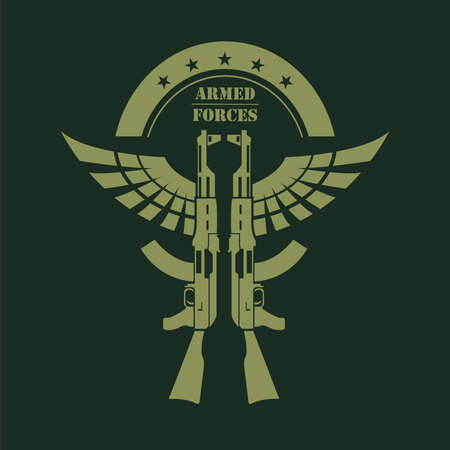 Firearm template. Guns, rifles badge. Flat design. Vector illustrationのイラスト素材