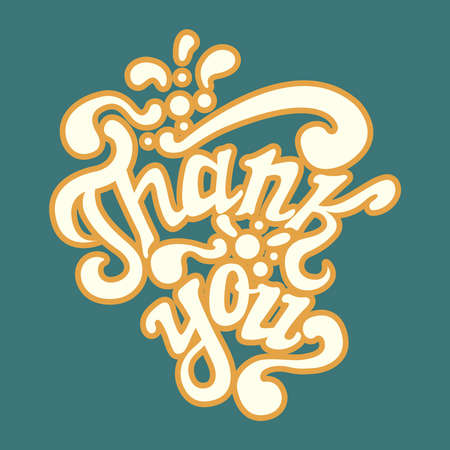 Thank You hand drawn lettering, calligraphy, greeting card template. Vector illustration.のイラスト素材