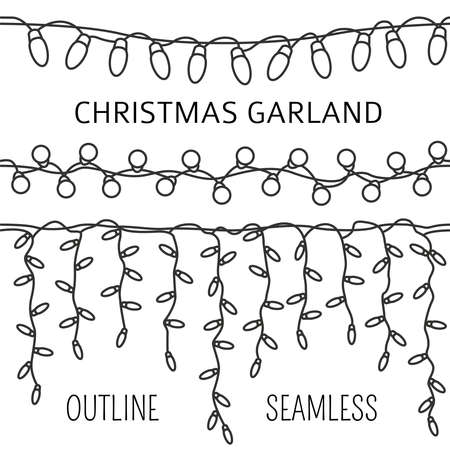 Christmas light garlands setのイラスト素材
