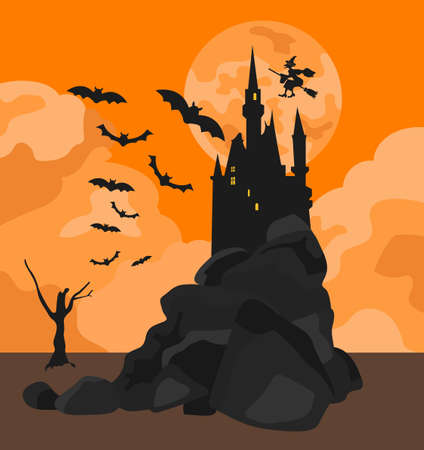 Halloween holiday info graphic elements. Flat design. Vector illustrationのイラスト素材