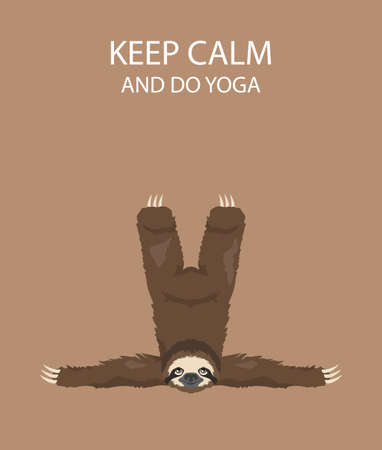 Sloth yoga collection. Funny cartoon animals in different postures set. Vector illustrationのイラスト素材