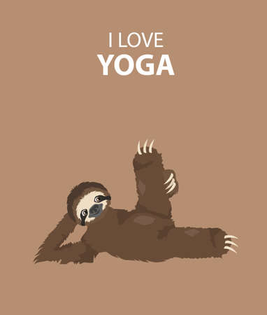 Sloth yoga collection. Funny cartoon animals in different postures set. Vector illustrationのイラスト素材