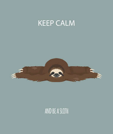 Sloth yoga collection. Funny cartoon animals in different postures set. Vector illustrationのイラスト素材