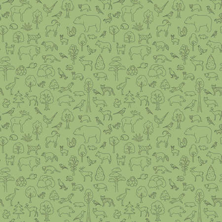 Temperate broadleaf forest and mixed forest biome seamless pattern.Terrestrial ecosystem world map....