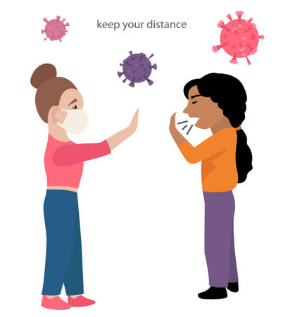 Corona virus set. Quarantine, stop coronavirus epidemic design concept. Vector illustrationのイラスト素材