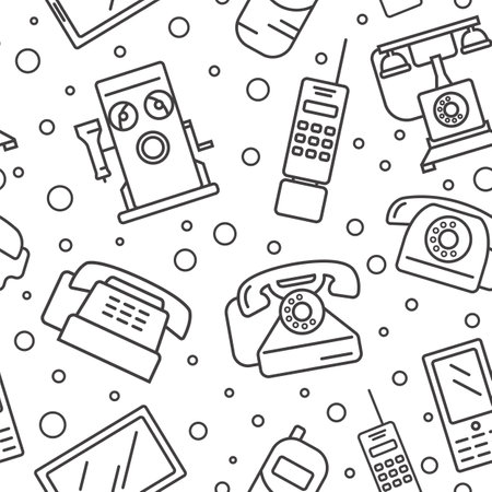 Phone history. Evolution. Seamless pattern vector. Illustrationのイラスト素材