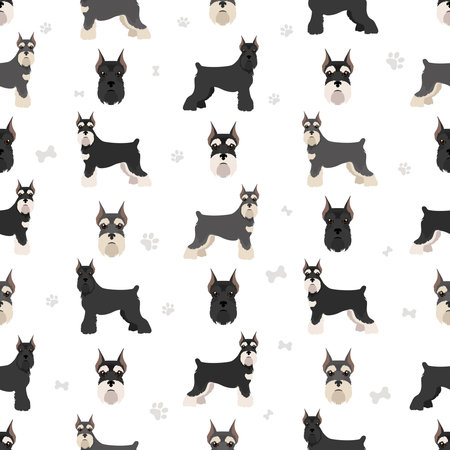 Miniature schnauzer dogs seamless pattern. vector illustrationのイラスト素材