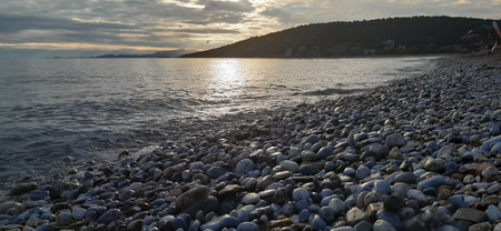 Nea Karvali, East Macedonia and Thrace, Kavala Municipality, northern Greece. Photo of the Aegean Sea coastの写真素材