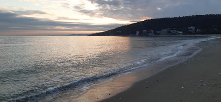 Nea Karvali, East Macedonia and Thrace, Kavala Municipality, northern Greece. Photo of the Aegean Sea coastの写真素材